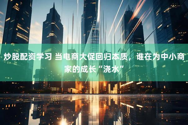 炒股配资学习 当电商大促回归本质，谁在为中小商家的成长“浇水”
