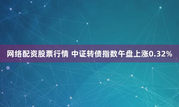 网络配资股票行情 中证转债指数午盘上涨0.32%